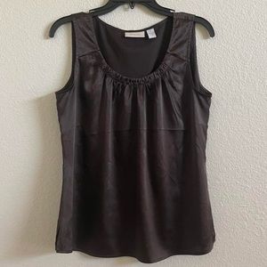 brown silk tank top coquette priscilla presley